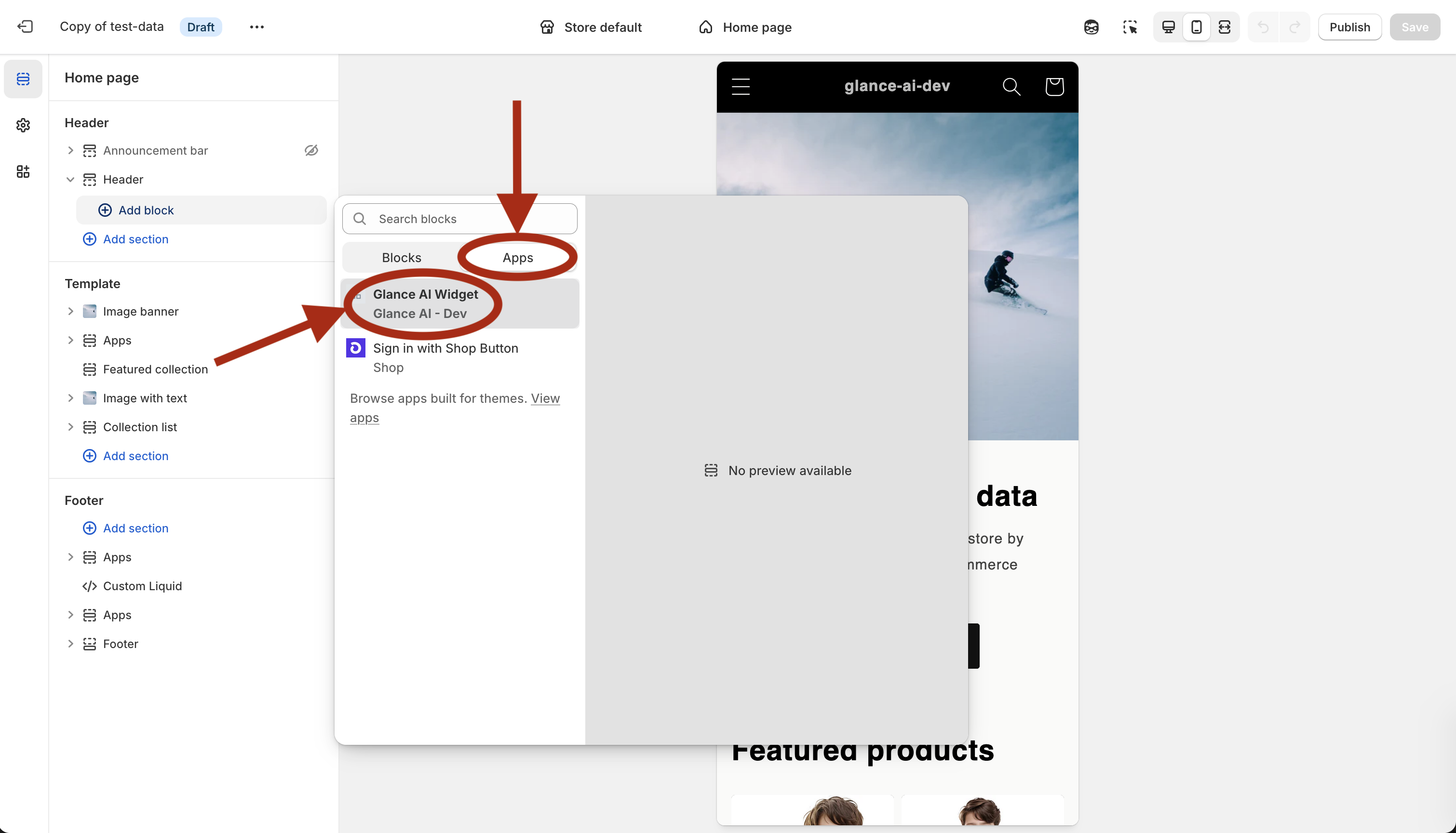 Select Glance AI Widget