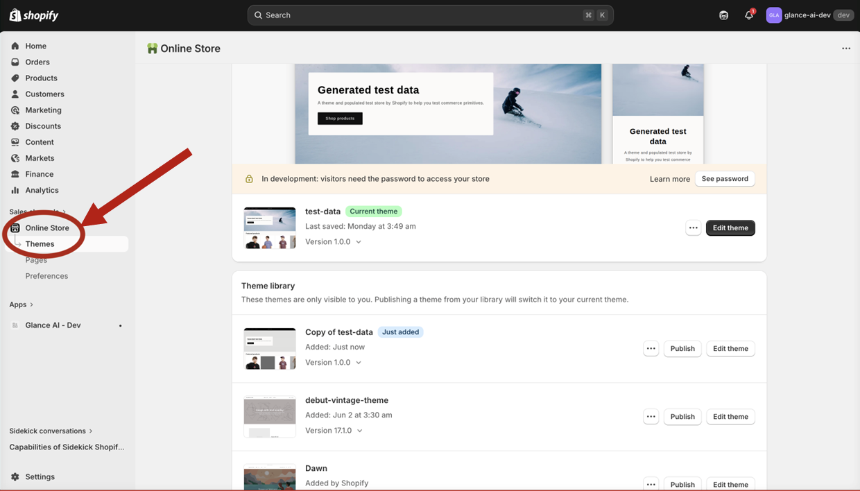 Navigate to Themes