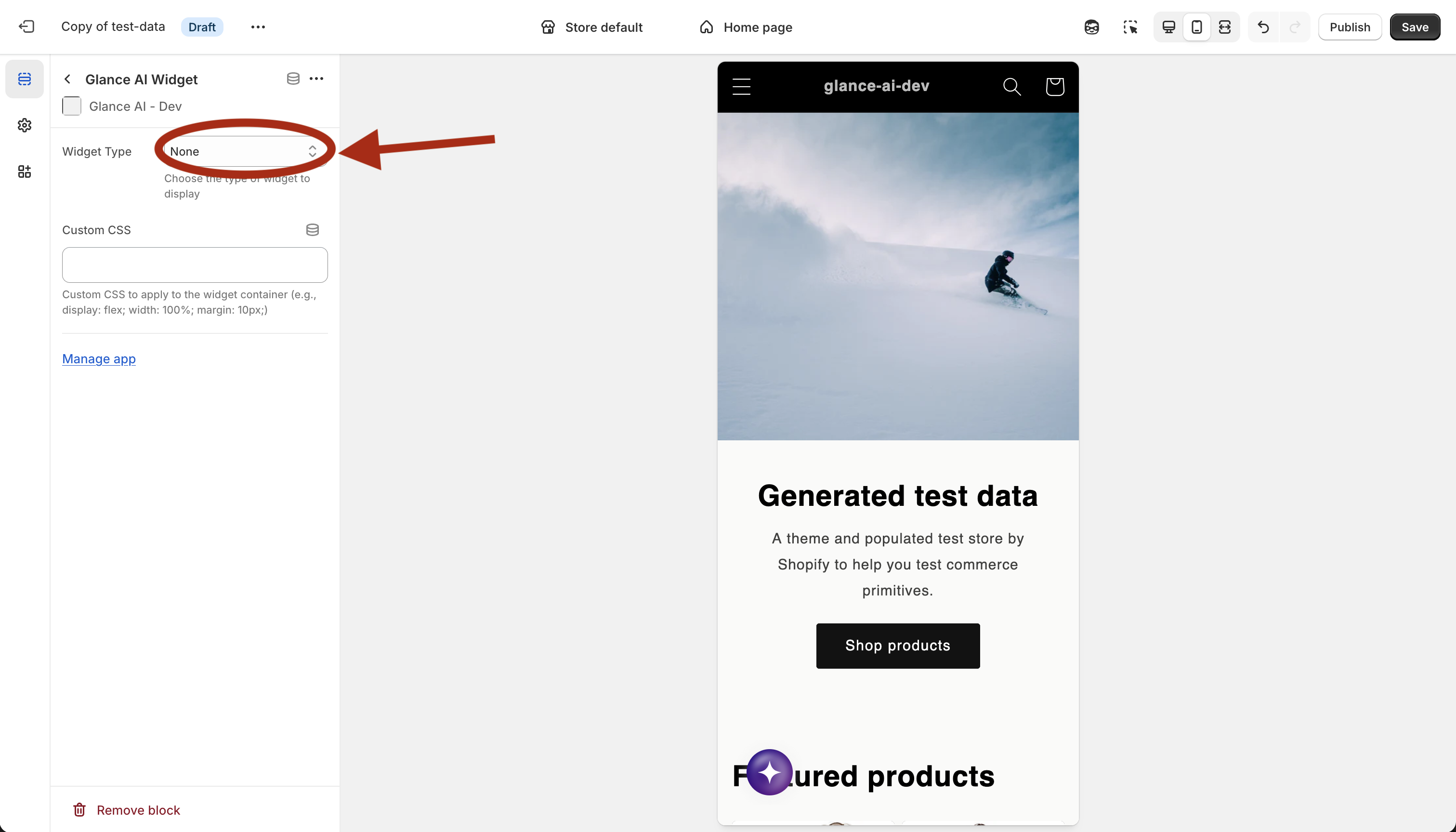 Widget Settings Panel